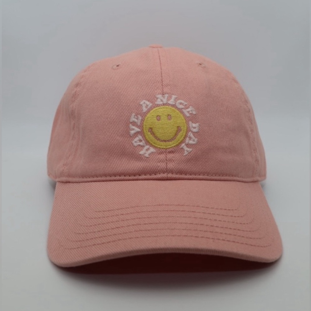 2/$12 NWOT American Eagle Pink "Have A Nice Day" Smiley Face Baseball Cap